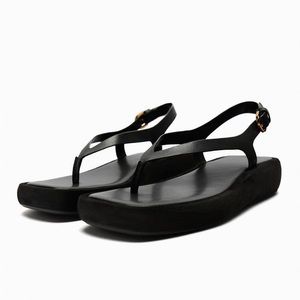 ZARA FLATFORM LEATHER SANDALS BLACK SIZE 9 | 1602/110